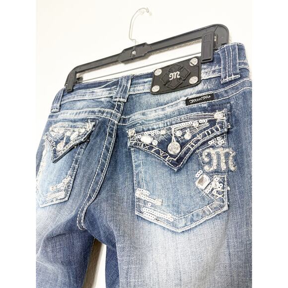 Miss Me Jewel Easy Boot Stretch Jean Size 26 Y2K Rhinestone Euro Vintage - Picture 12 of 14
